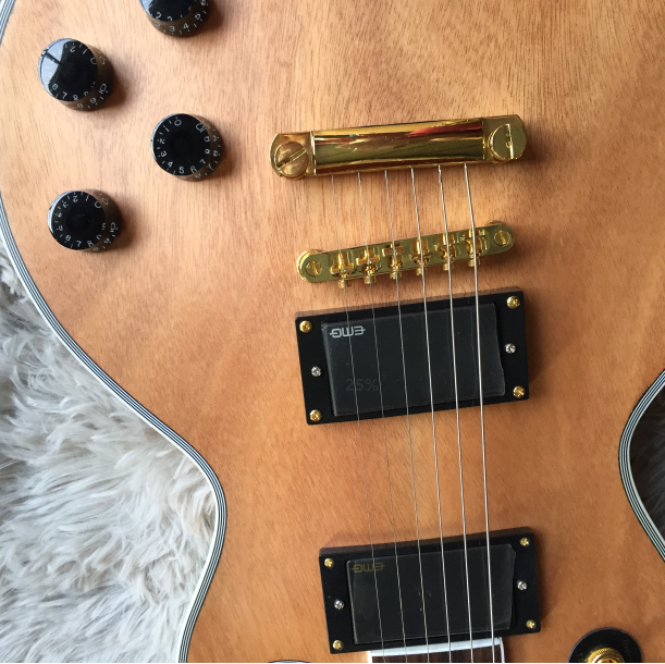 Electric Guitar 6 strings Nature Fretless Rosewood Fretboard Gold Hardware