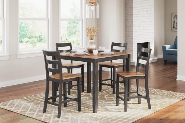 Gesthaven Counter Height Dining Table and 4 Bar Stools