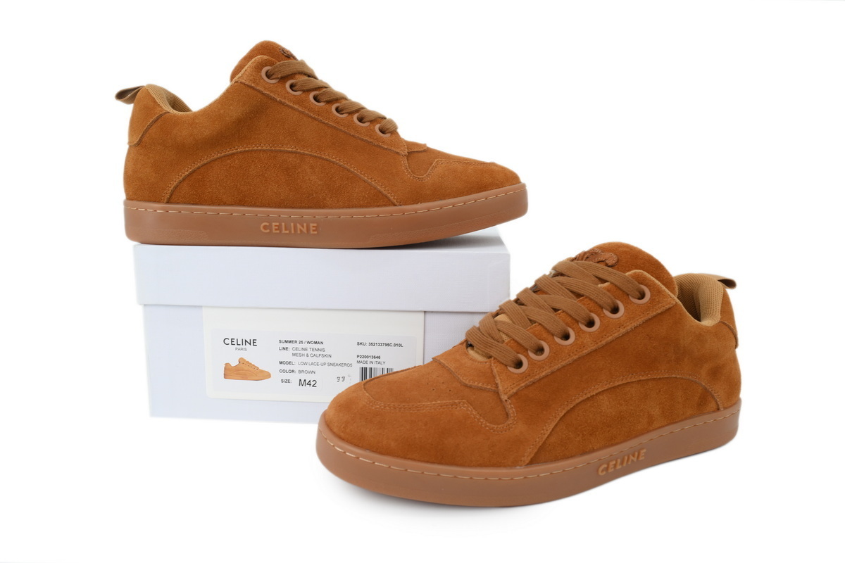 Celine Huntington Suede Sneaker Brown