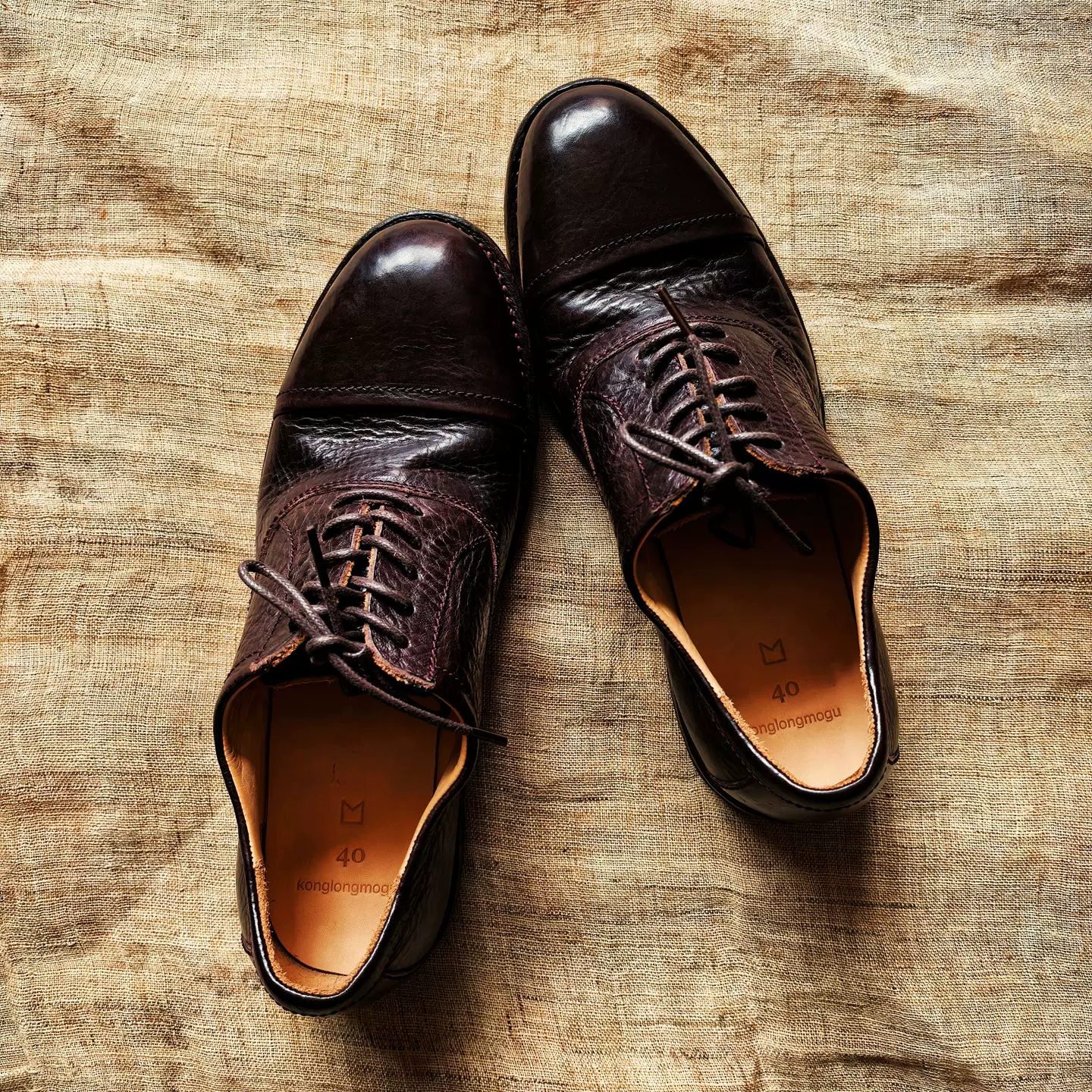 Goodyear hand-sewn lace-up leather shoes
