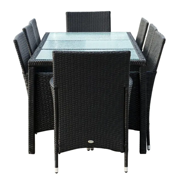 Outsunny 7pcs Rattan Dining Set Wicker Furniture
