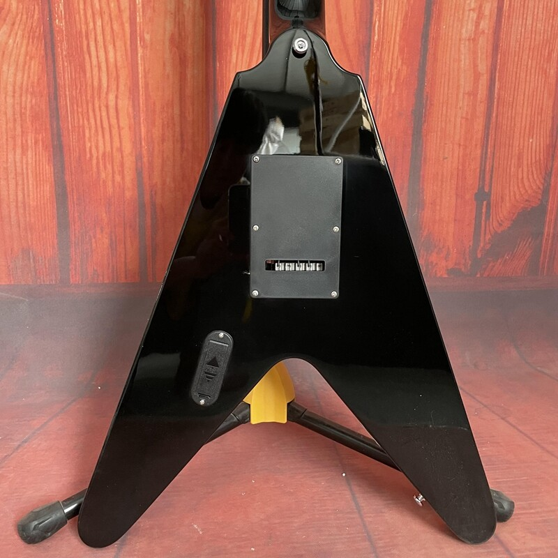 Black Flying V Electric Guitar Solid Body Mahogany Body FR Bridge Active Pickups