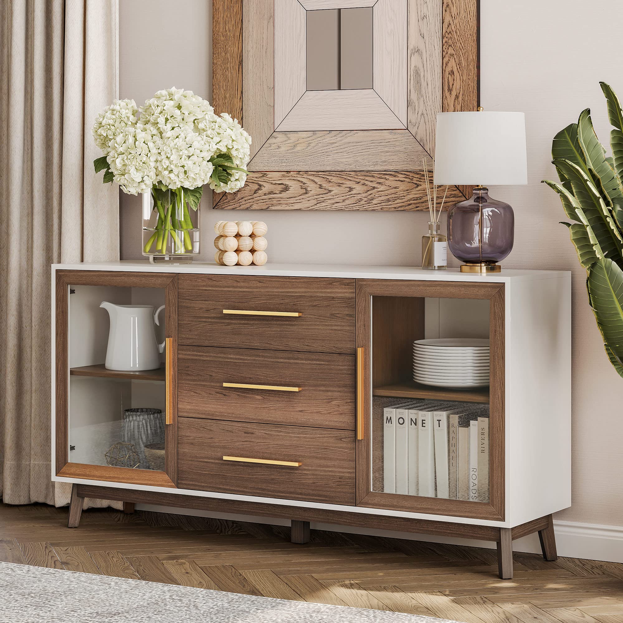 Sideboard Buffet Cabinet with 3 Drawers & 2 Doors