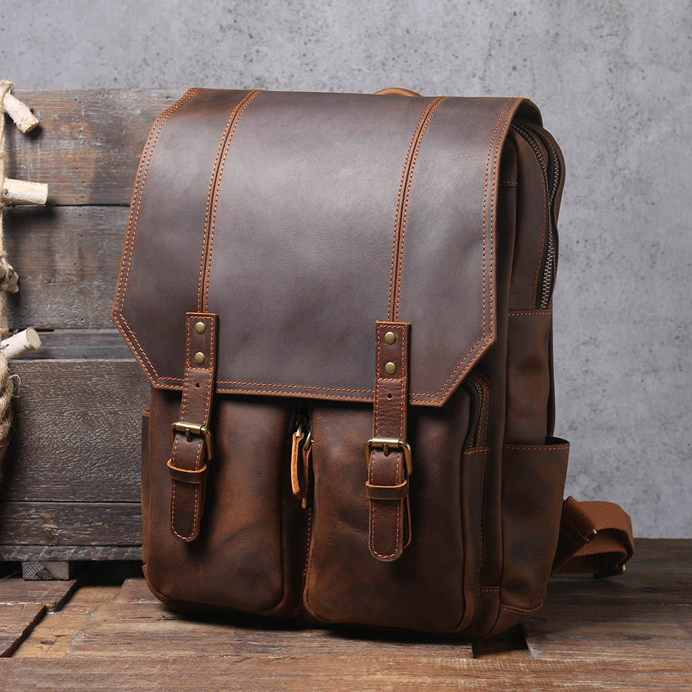 Vintage Explorer Leather Backpack - Crafted for Adventure