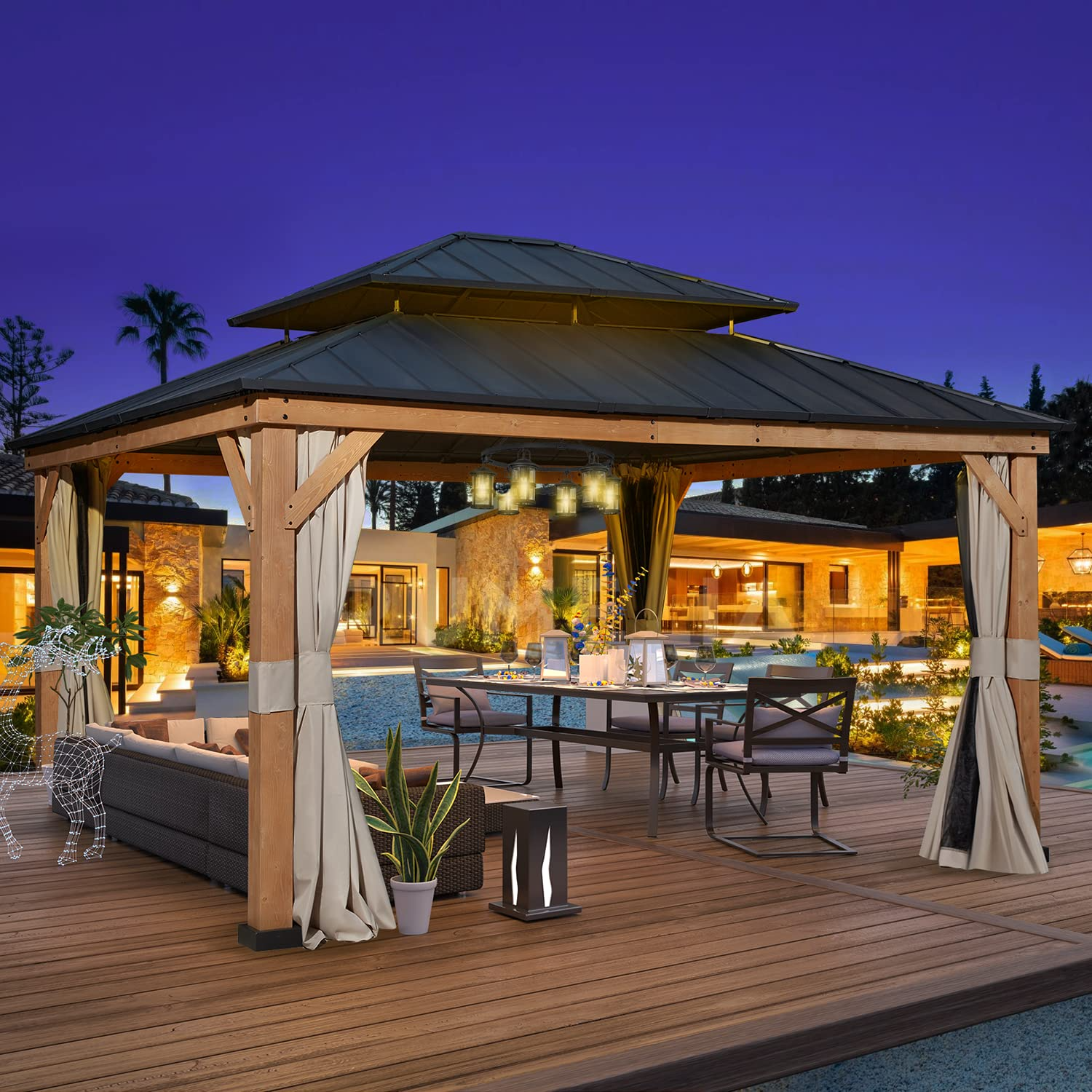 13'x15' Cedar Wood Gazebo