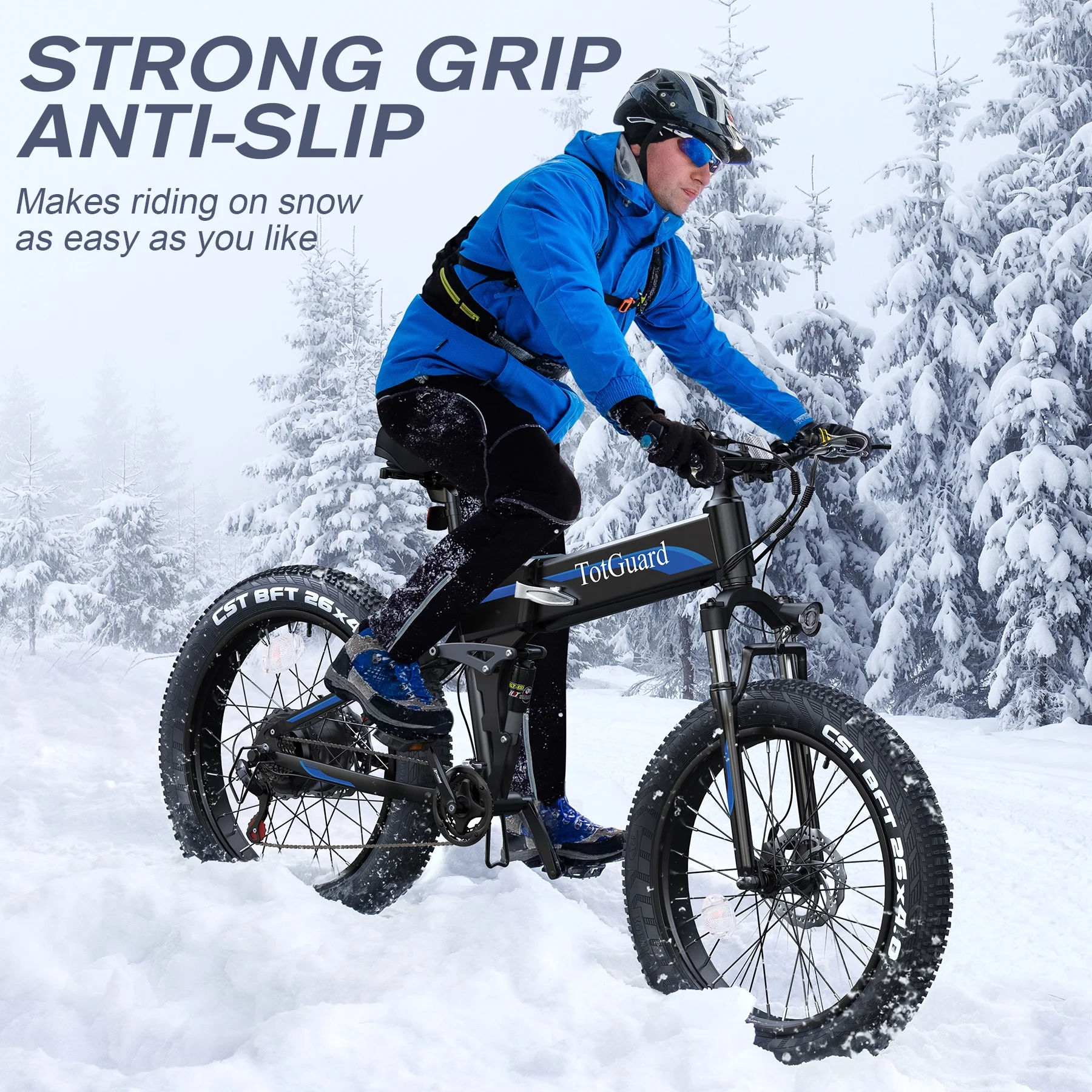 TotGuard 26in Folding Fat Tire Electric Bike, 500W, 48V 10Ah