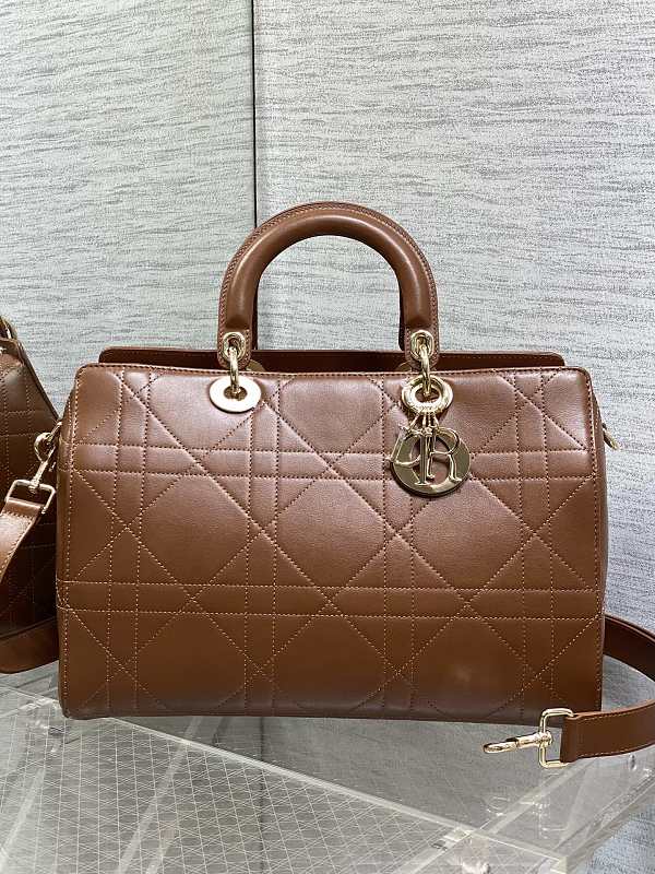 Lady Dior Handbag Medium Rose Brown Cannage