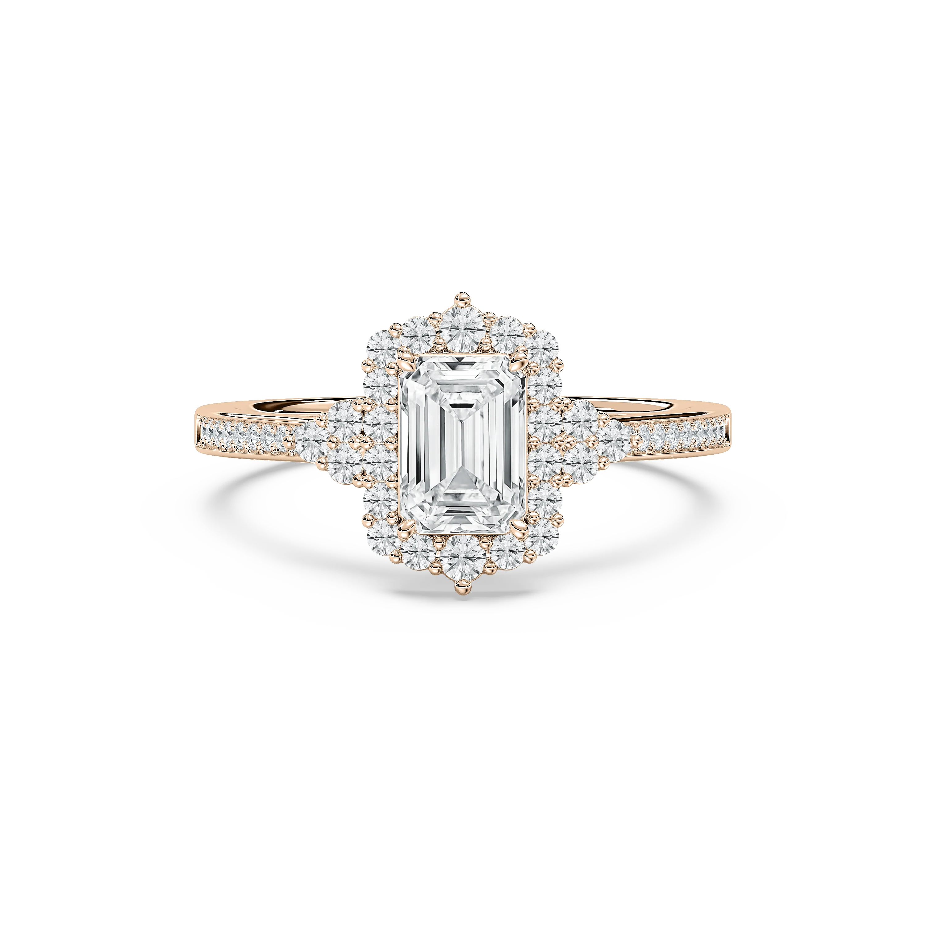 Yara 1 ²⁄₅ ctw Emerald Lab Grown Diamond Channel Set Halo Engagement Ring