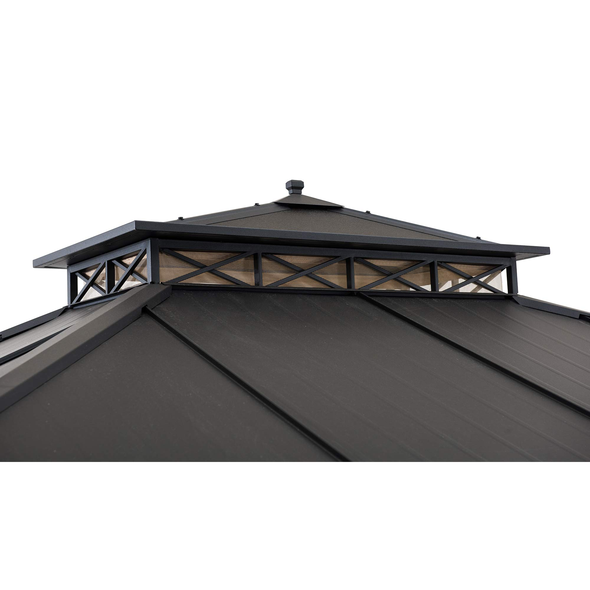 10.5x12.5 ft. Patio Black Steel Frame Hardtop Gazebo with