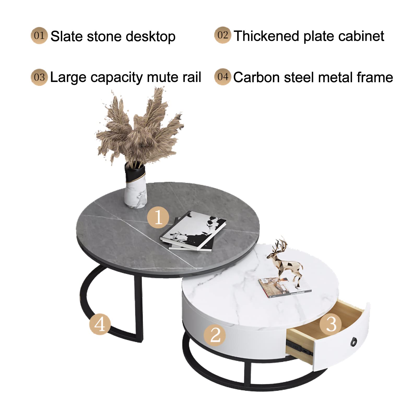 Round Coffee Table Set of 2