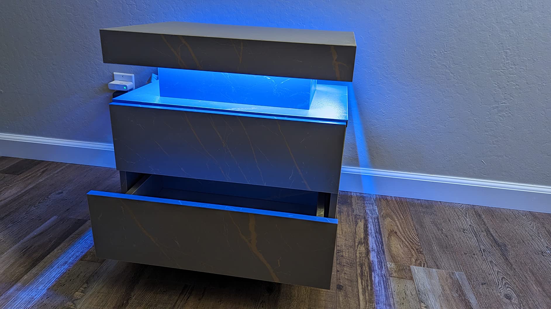 Nightstand Set of 2 LED Nightstand with 2 Drawers