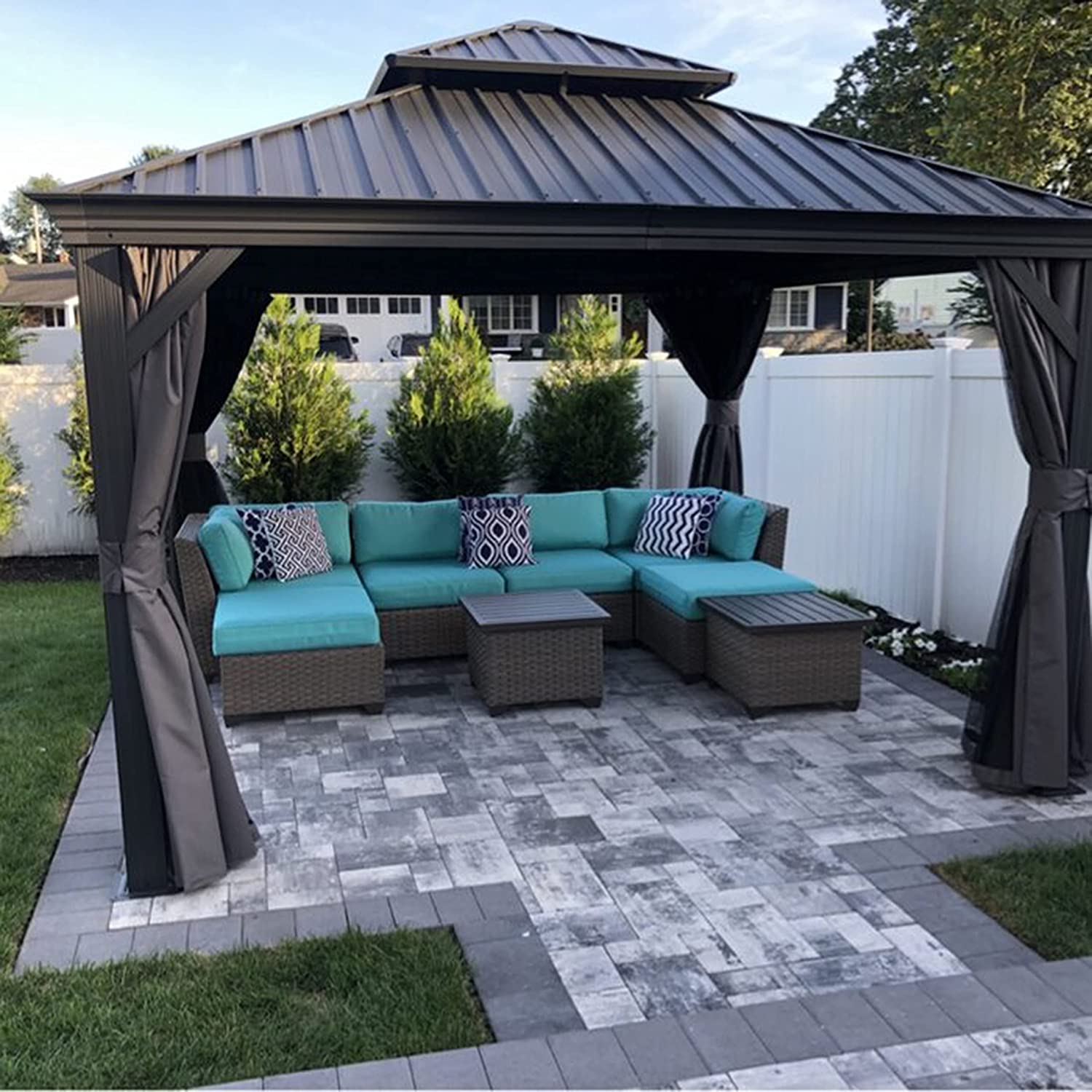 Permanent Hardtop Gazebo Gazebo with Galvanized Steel Double Roof