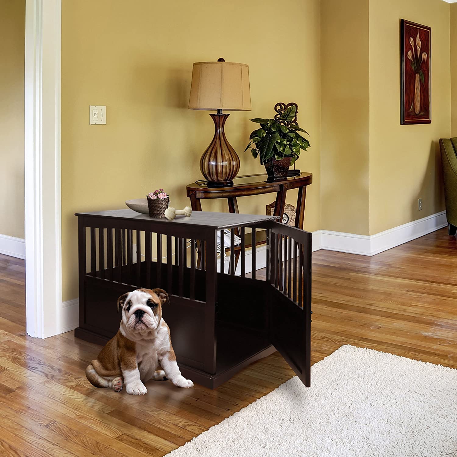 Wooden Large Pet Crate, Black