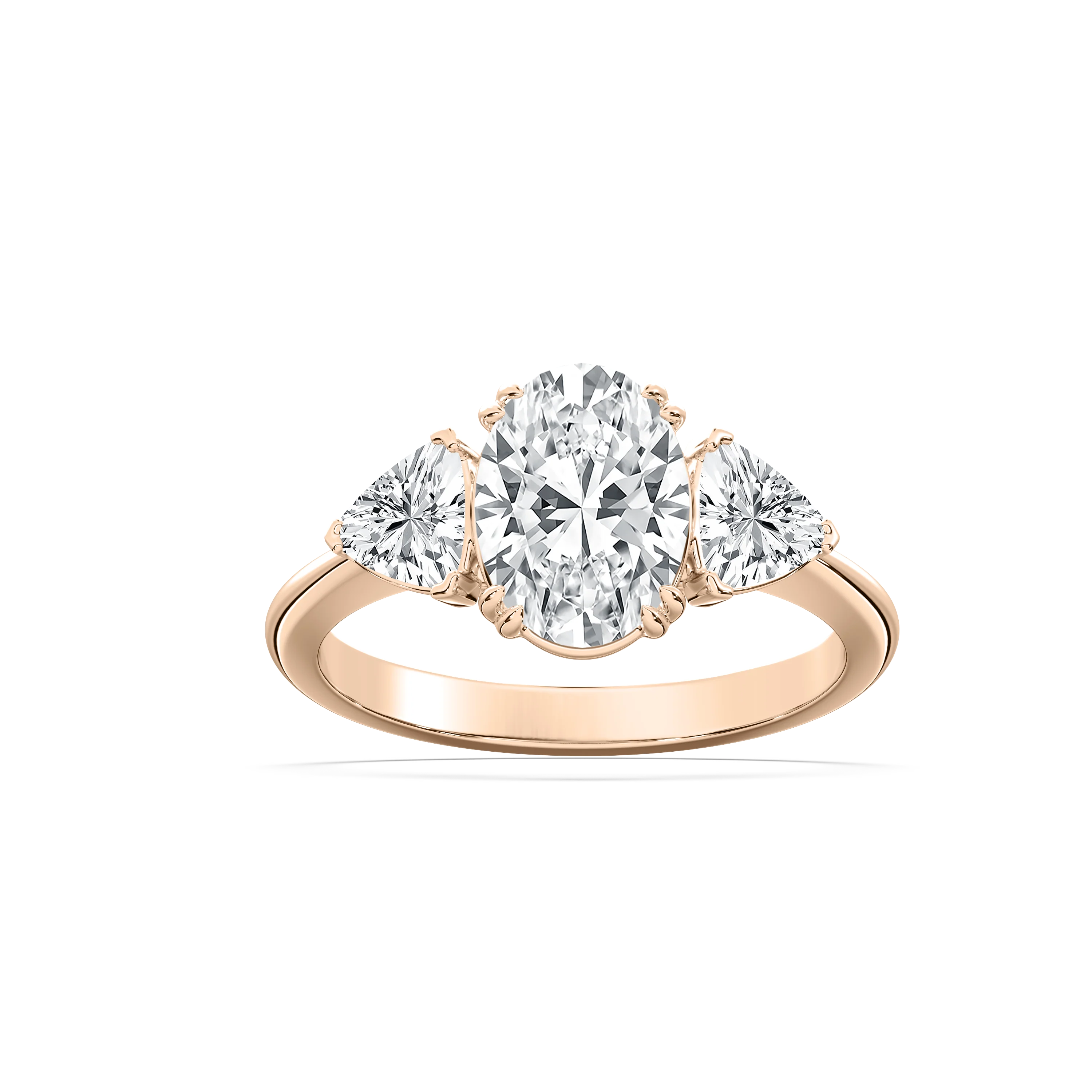 Kelsey Oval Lab Grown Diamond with Trillion Sides Three Stone Engagement Ring