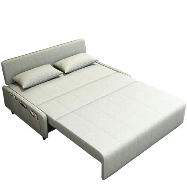 Nordic Convertible Sofa Bed Cotton Linen Upholstery