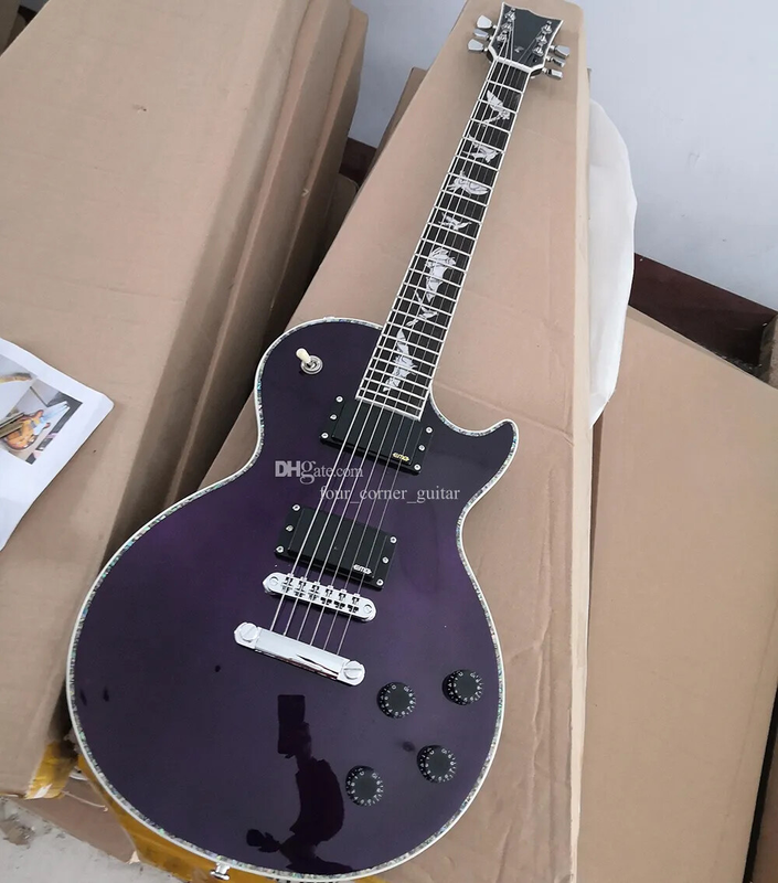 6 Strings Purple Electric Guitar EMG Pickups Rosewood Fretboard Abalone Binding