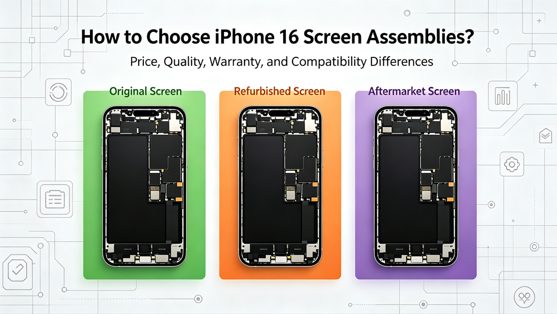 iPhone 16 Screen Assembly Wholesale Price Guide: Original vs Refurbished vs Aftermarket – What's the Difference?
