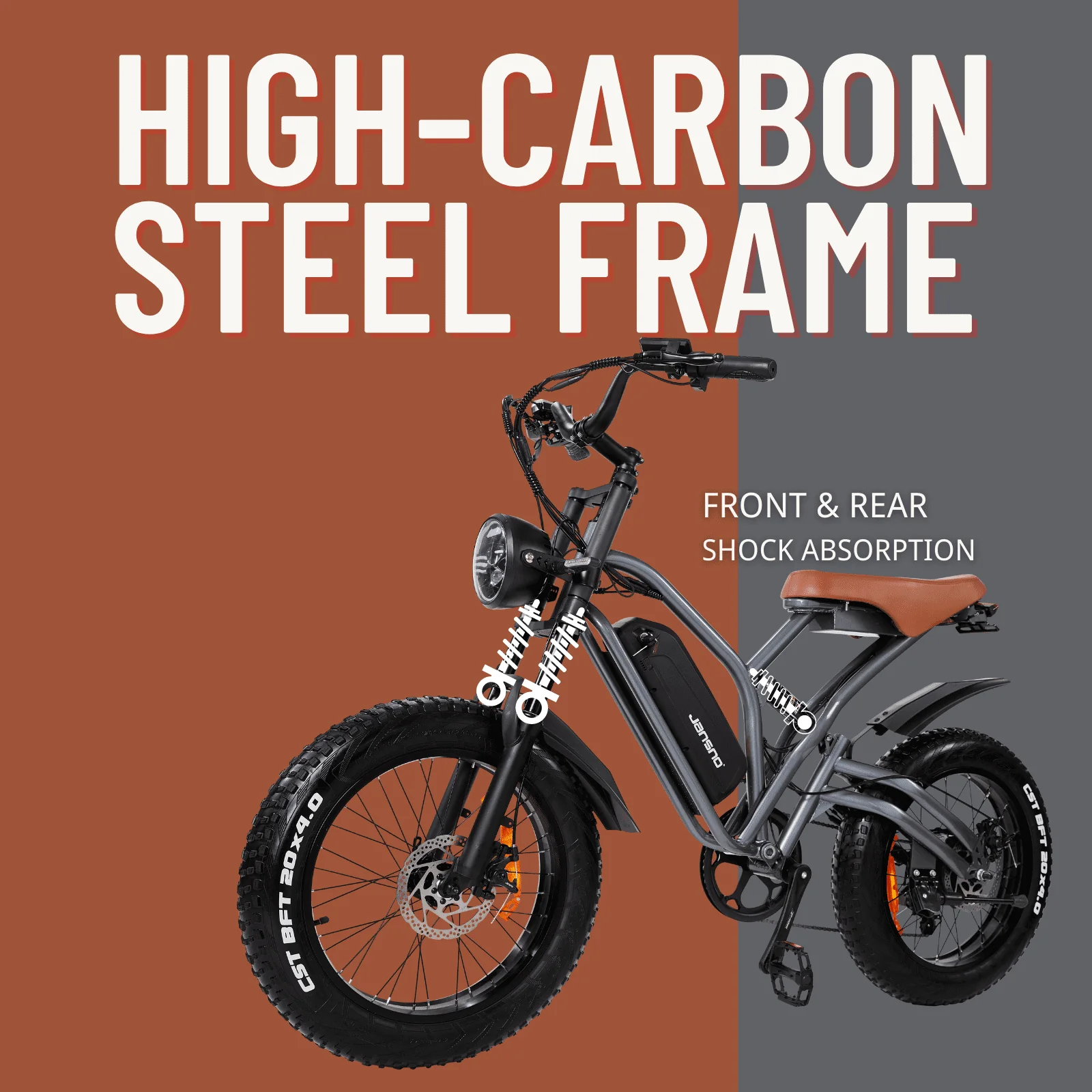 Jansno X50 20in Fat Tire Electric Bike, 750W, 48V 12.8Ah
