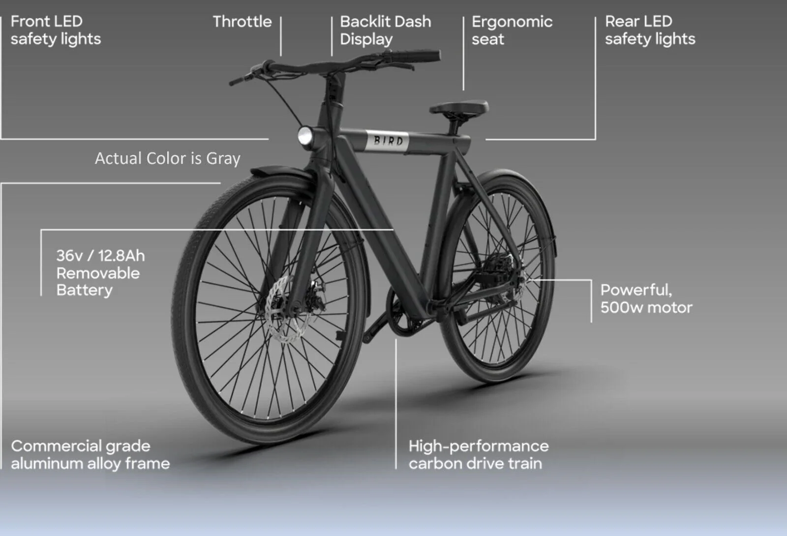 28in Electric Mountain Bike, 500W, 36V, Black
