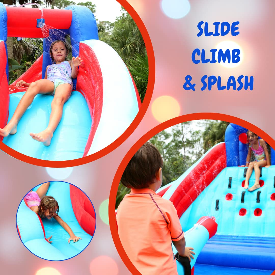 Double Water Slide with Climbing Wall 6.5x13x11 FT Inflatable