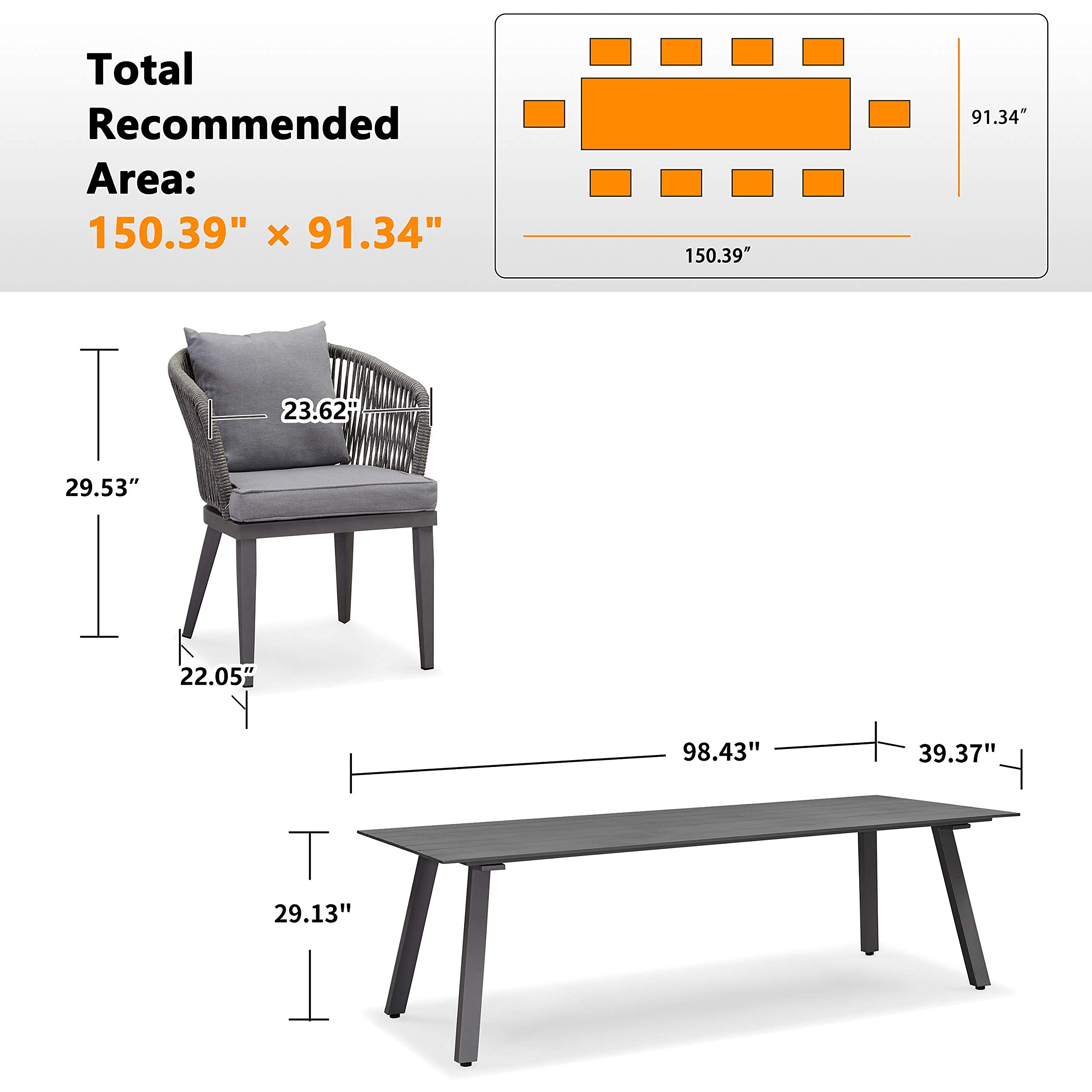 11 Pcs Patio Dining Sets All-Weather Wicker Patio Furniture