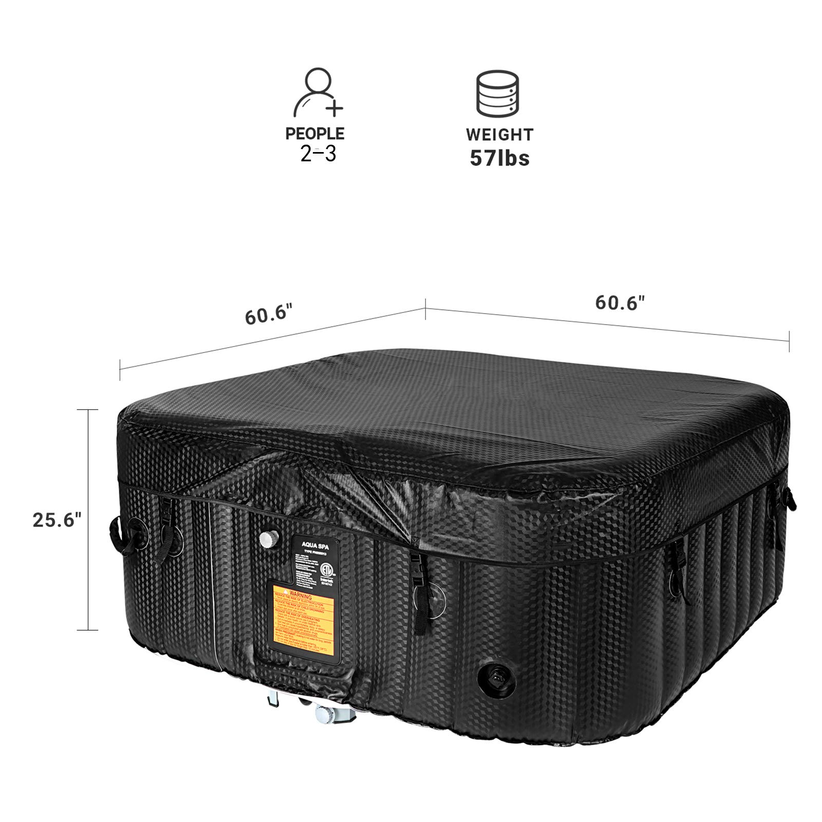 Portable Hot Tub Air Jet Spa 2-3 Person Inflatable Hot Tub Spa