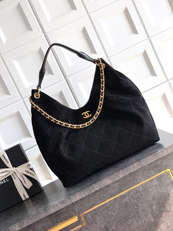 Chanel Suede Hobo Bag Black Mini