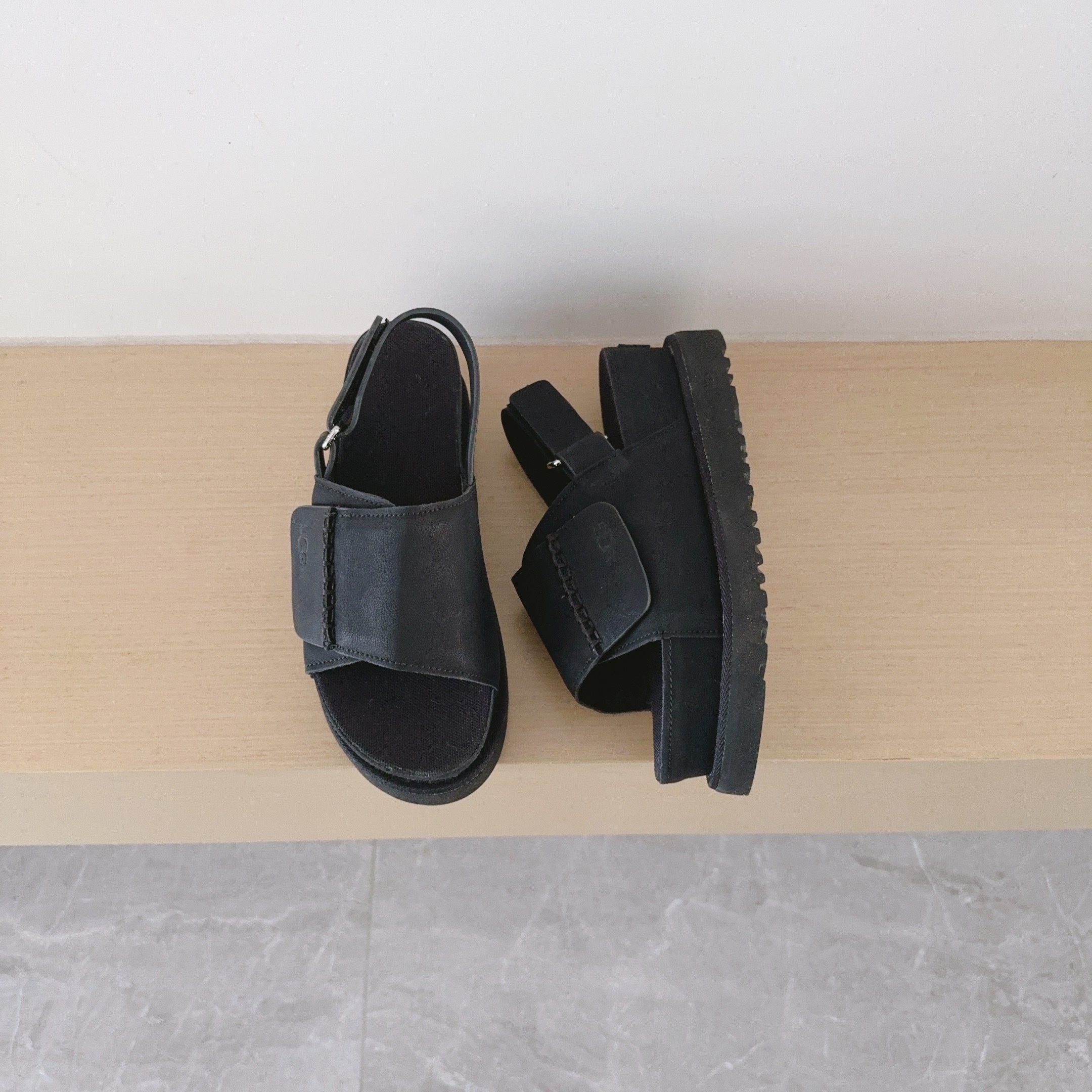 Wide Hook-And-Loop Backstrap Sandals