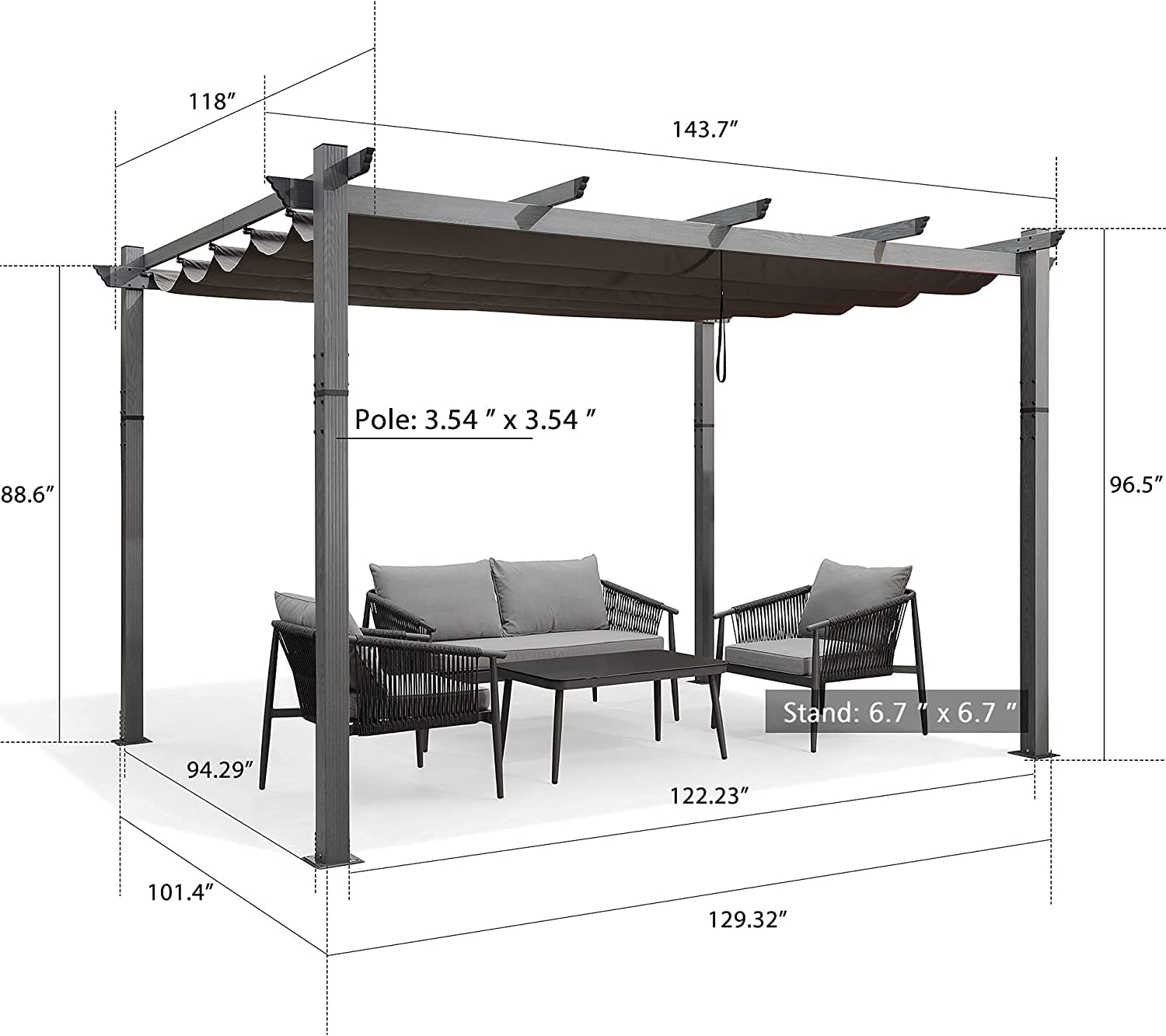 10' X 12' retractable pergola