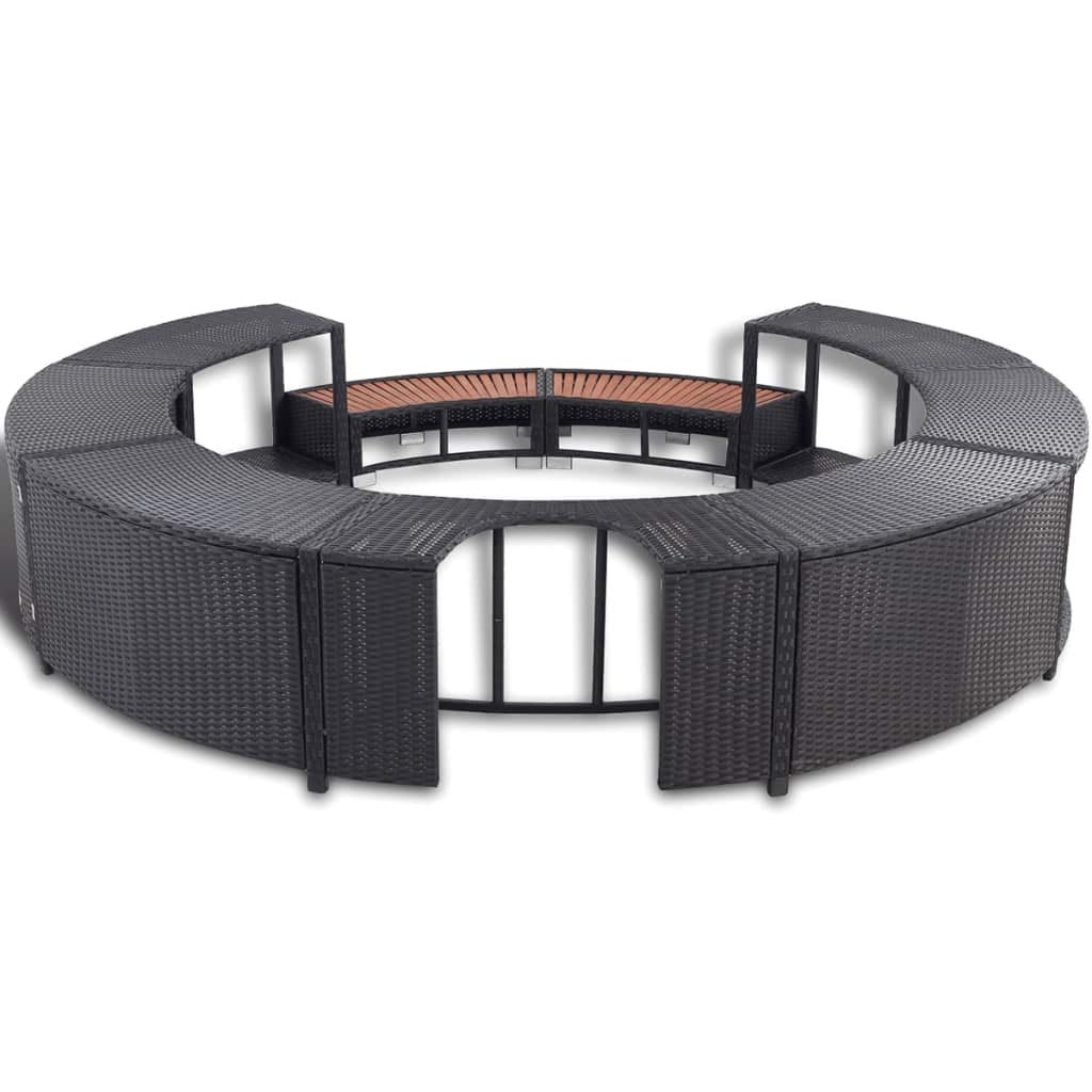 Spa Surround Poly Rattan Black Massage Hot Tub Frame for Garden