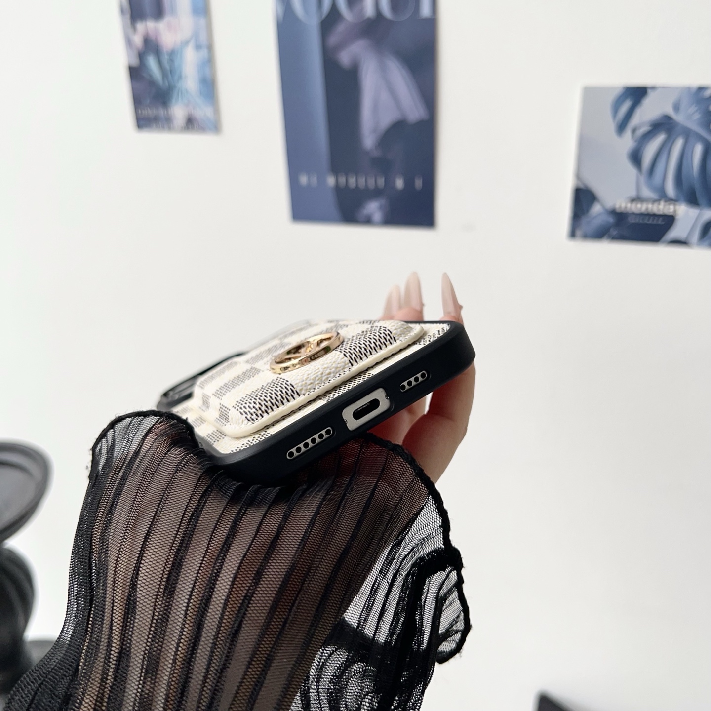 Luxury Designer Monogram Card Holder Phone Case | 2-in-1 Wallet Shockproof Cover