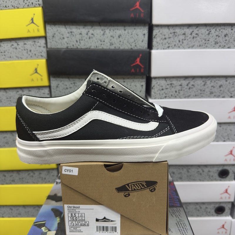 Vans Black White Platform Slip On