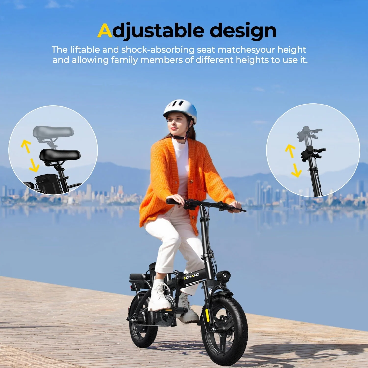SOHAMO Folding Electric Bike, 400W, 36V 10Ah