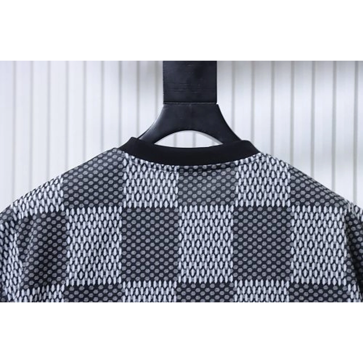 Louis Vuitton Rhinestone Letter Logo Checkerboard T-Shirt Black