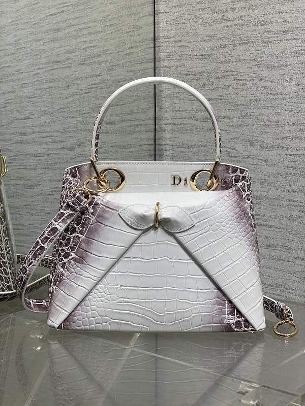 Dior Toujours Tote Bag Small White Lizard
