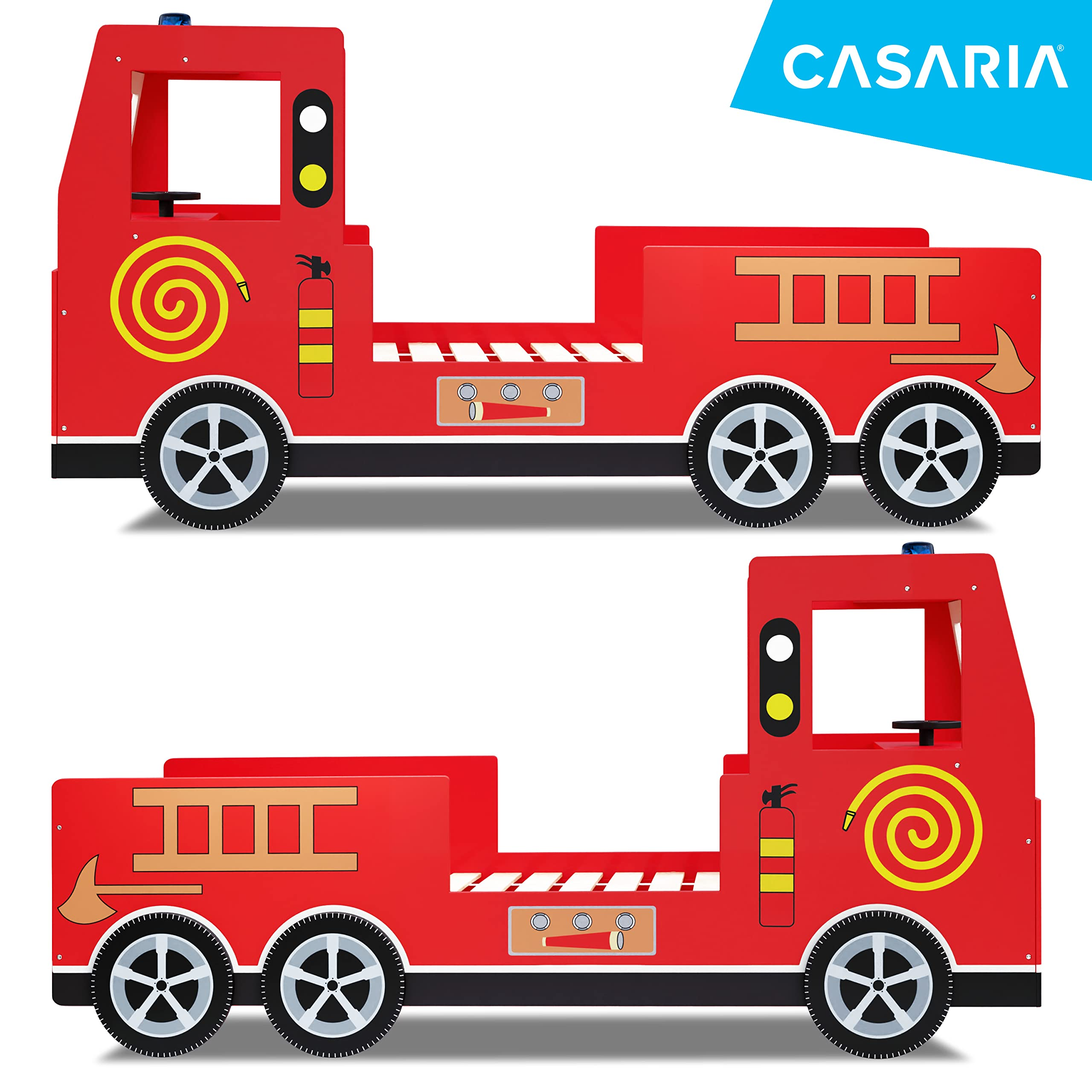 Children's Bed Frame Red Fire Truck Imitation Kids Bed Car