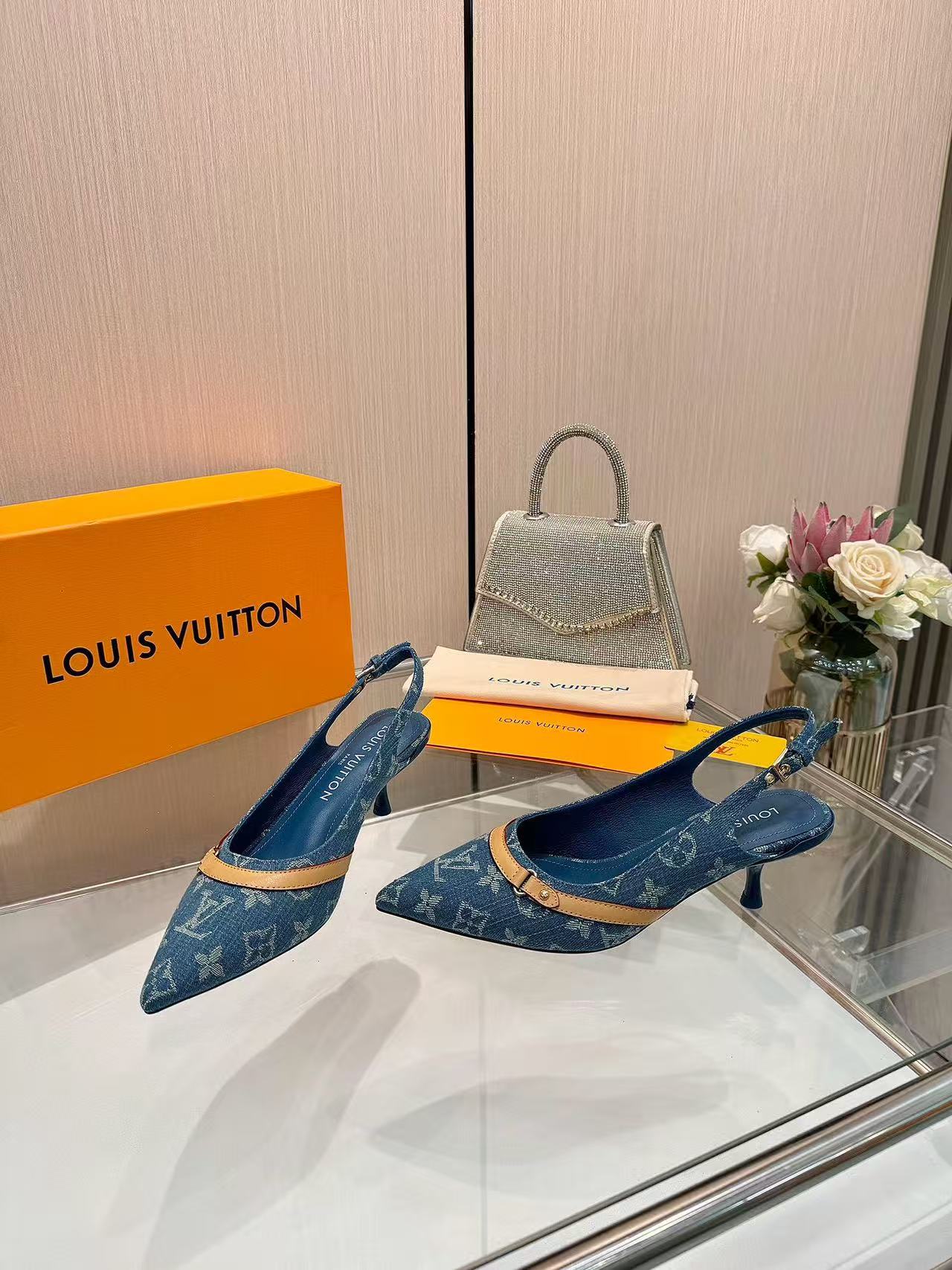 LV denim high heels