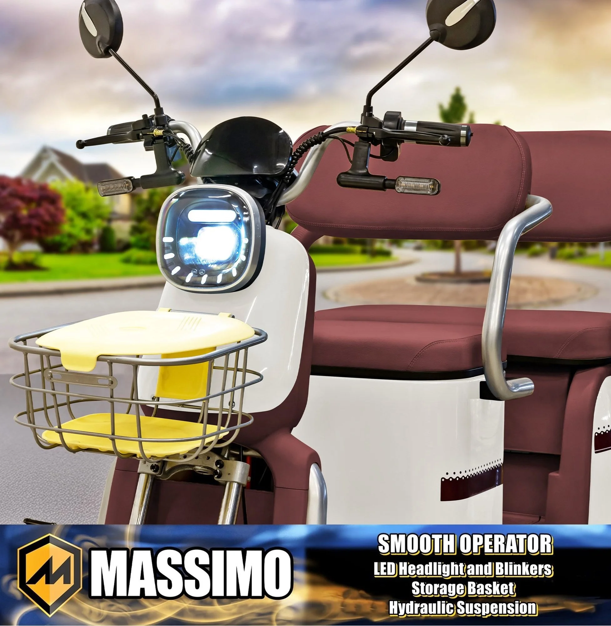 Massimo MGC Two-Seat 3-Wheel Electric Cart, Blue