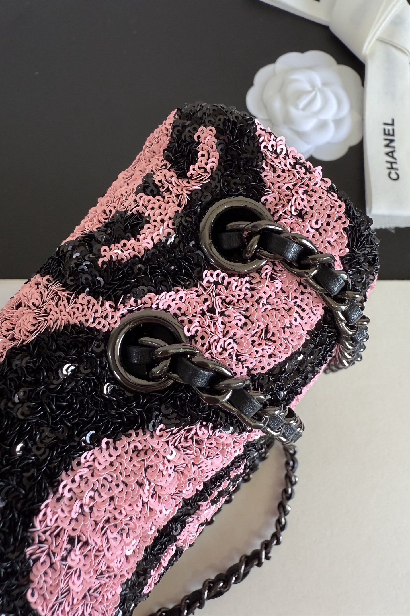 Chanel Flap Bag, Sequins & Ruthenium‑Finish Metal (Top-tier version)