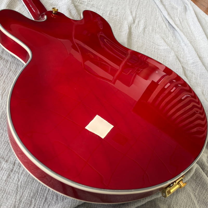 Electric Guitar ES 335 Red Semi Hollow Neck HH Pickups Gold Hardware
