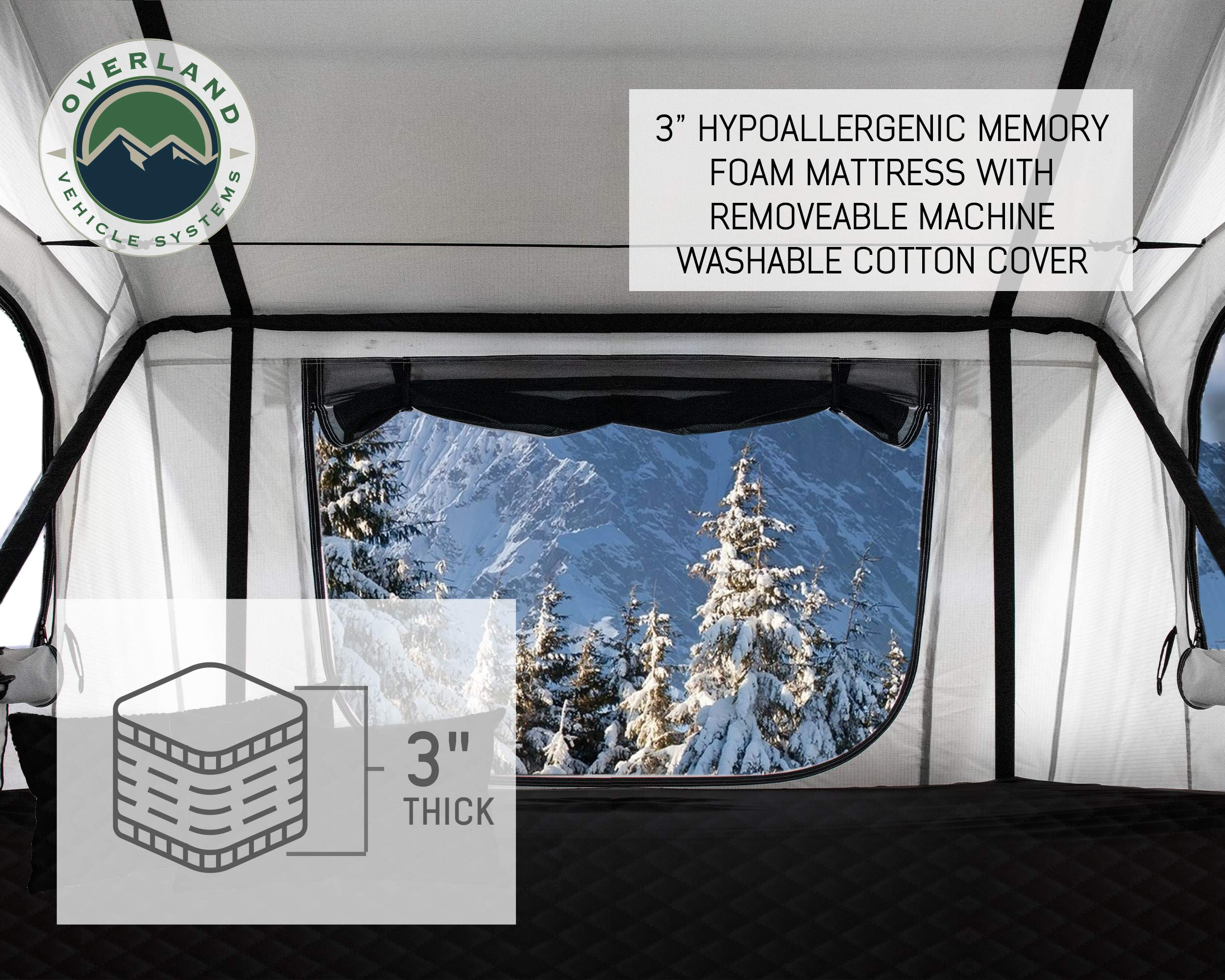 Nomadic 3 Extended Roof Top Tent - White Base with Gray Rain Fly