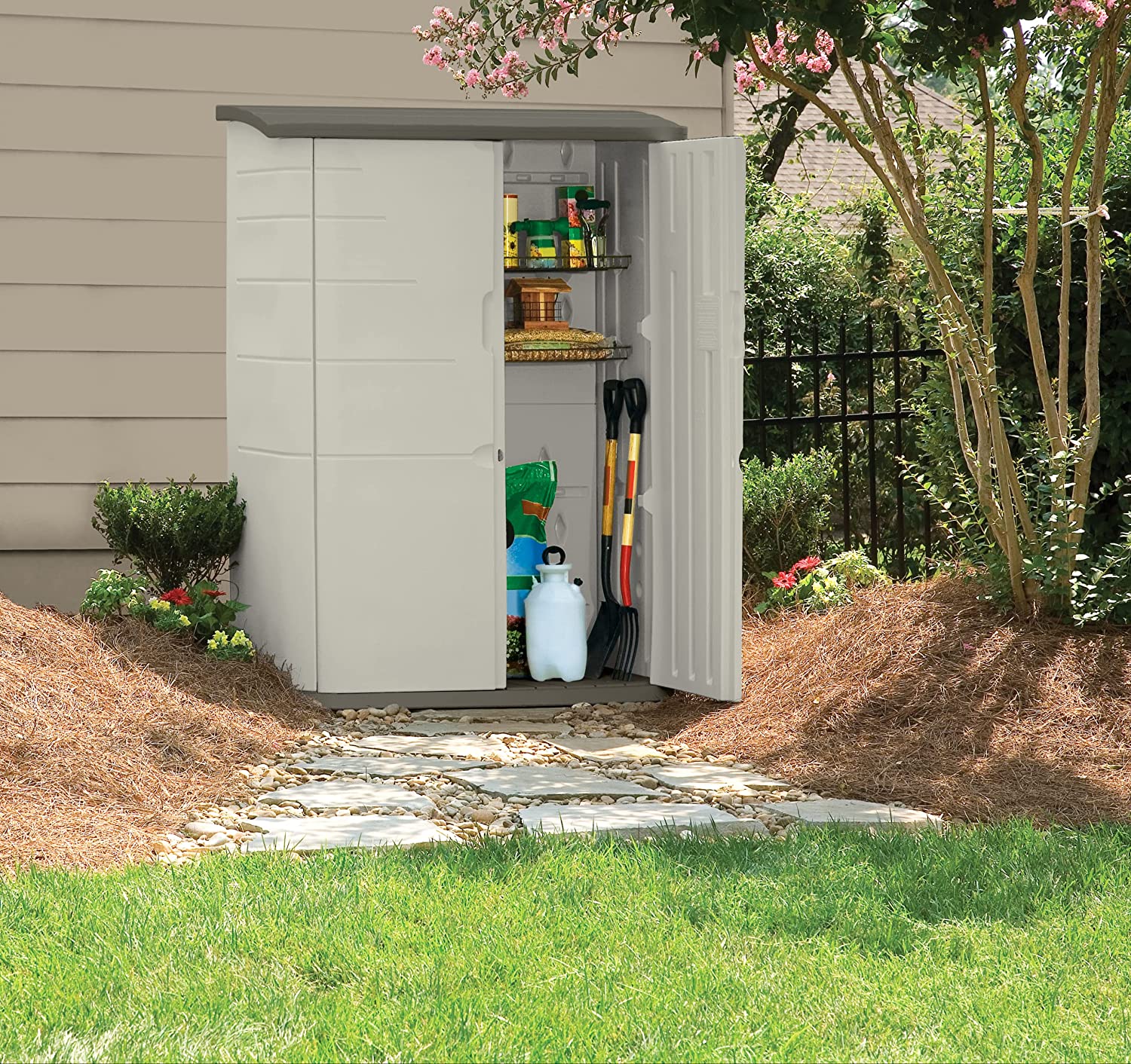 Large Plastic Vertical Resin Weather Resistant Storage Shed
