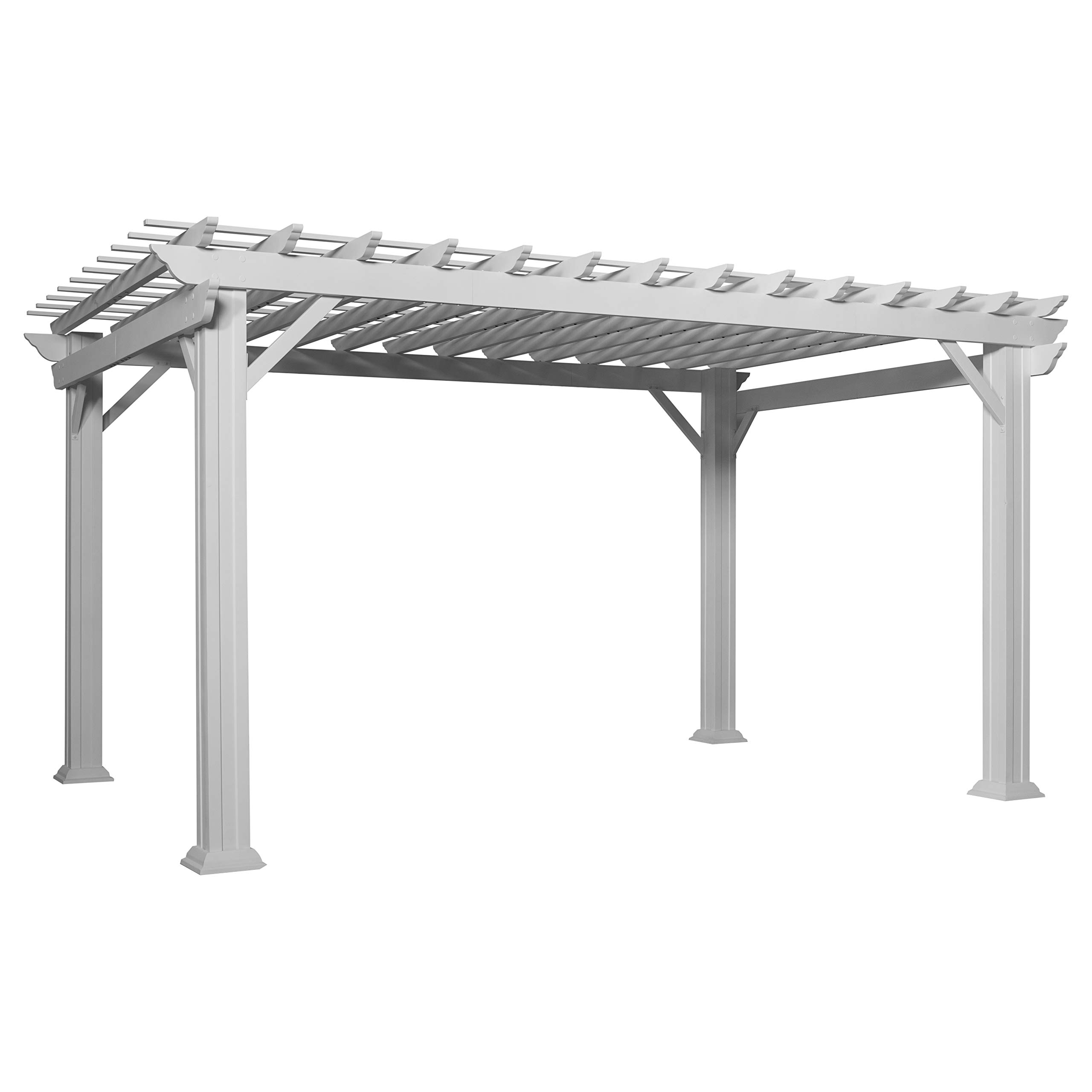 14' x 10' White Steel Traditional Pergola with Sail Shade Soft