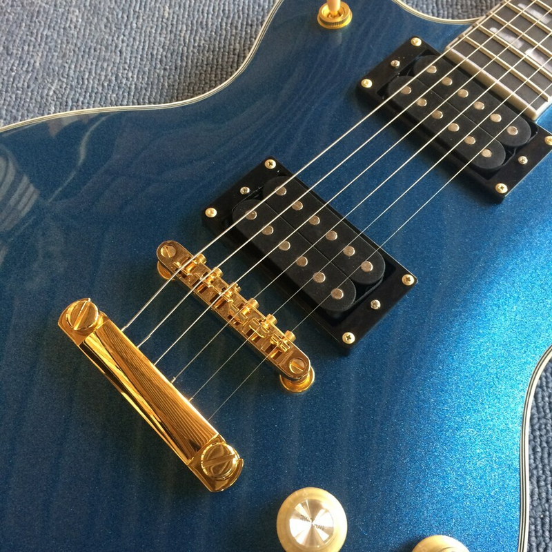 Electric Guitar Solid Mahogany Rosewood Fingerboard Metallic Blue