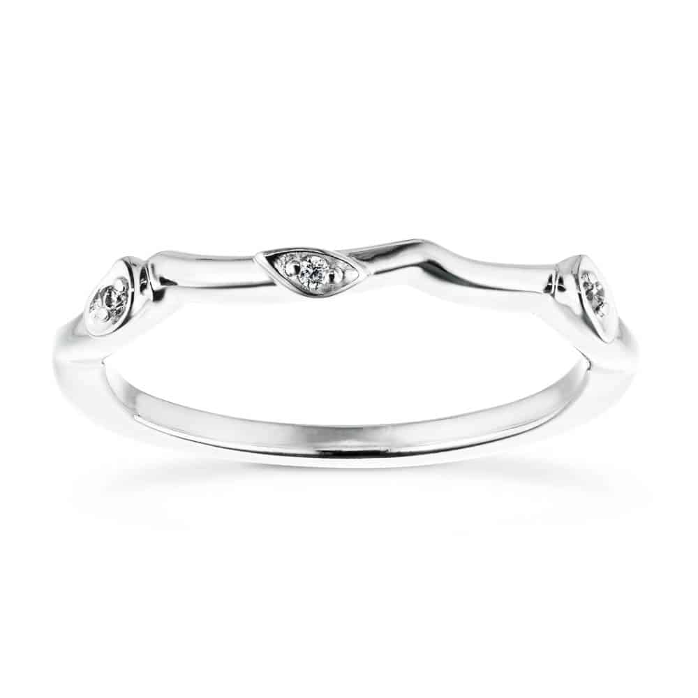 Eden Diamond Accent Round Lab Grown Diamond Leaf Motif Curved Band