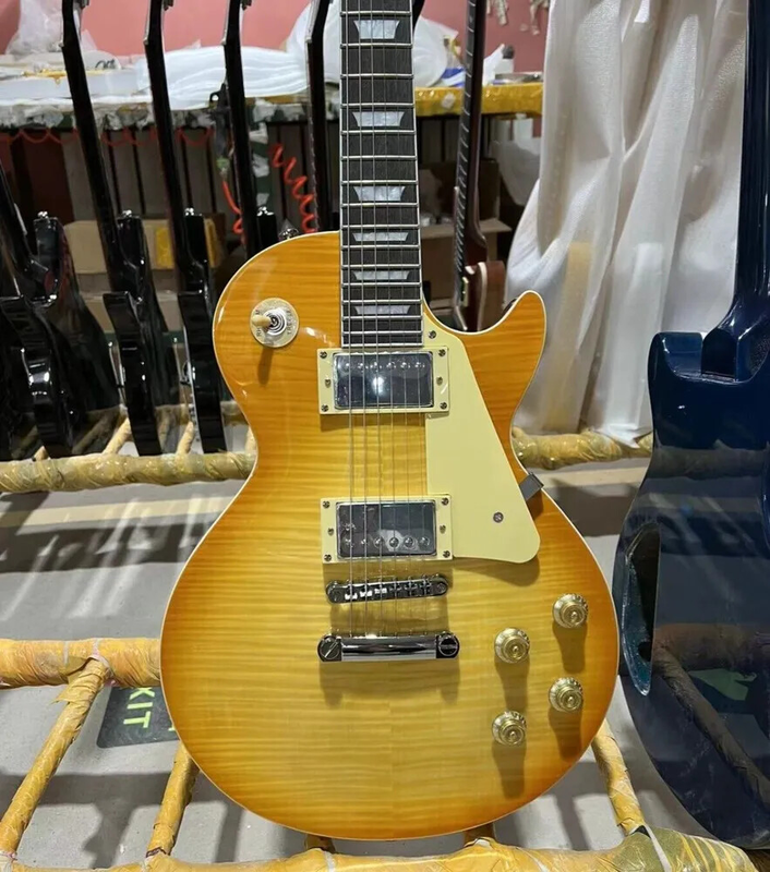 Lp Electric Guitar Flame Maple Top Mahogany Body Rosewood Fretboard