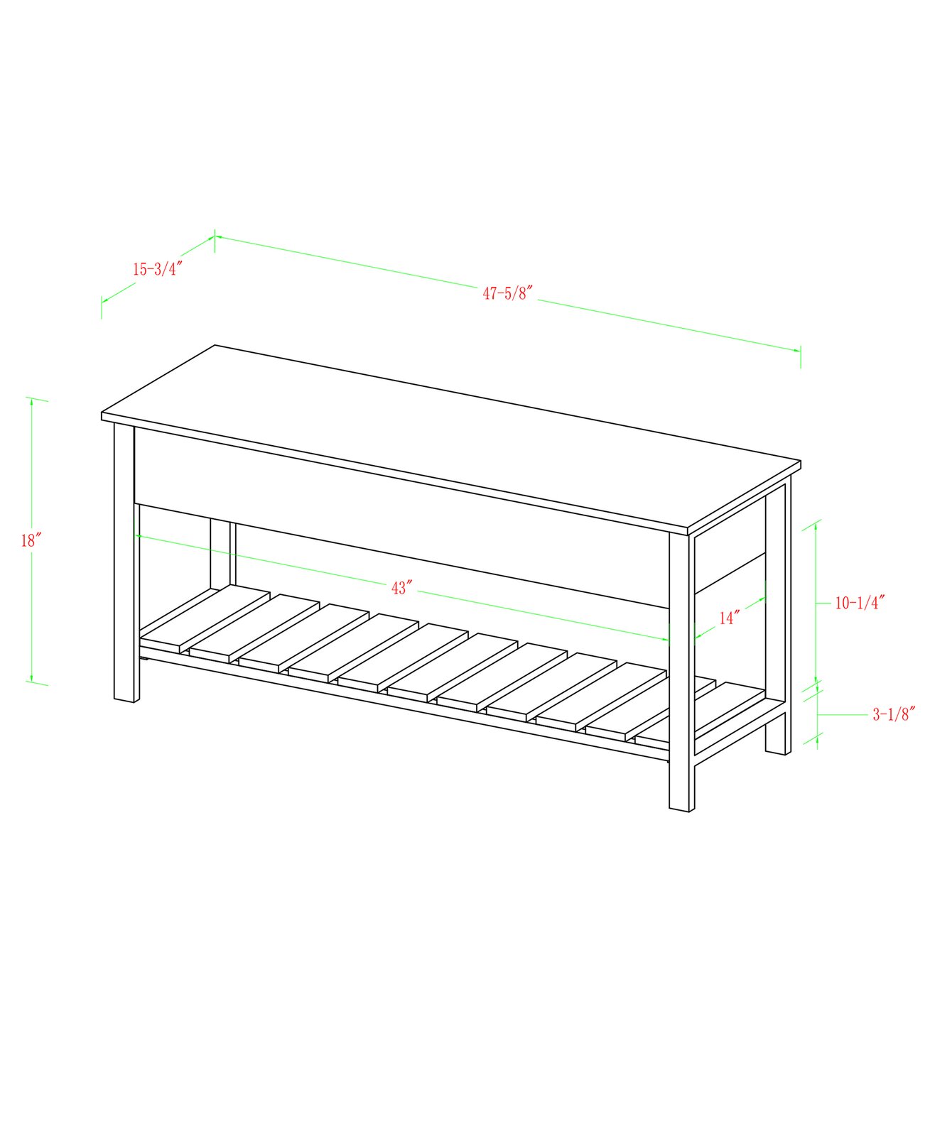 Ochlocknee Flip Top Storage Bench