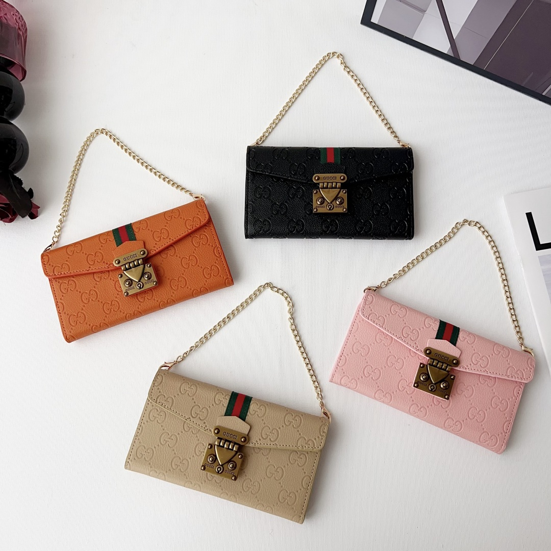 Gucci GG Monogram Embossed Envelope Crossbody Wallet Phone Bag