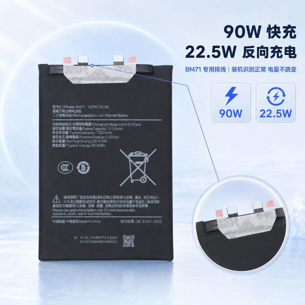 Poco F7 Replacement Battery High Capacity - back view