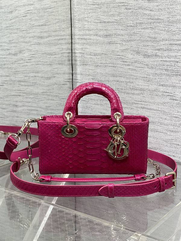 Lady D-Joy Bag Medium Fuchsia Python